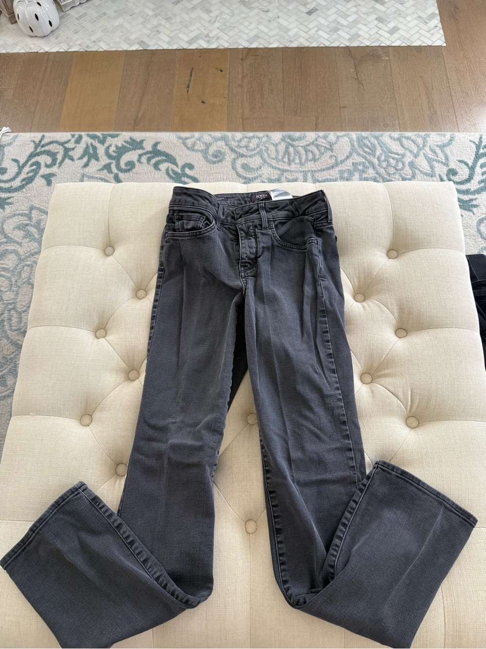 NYDJ Women's Dark Gray Wide-Leg Jeans